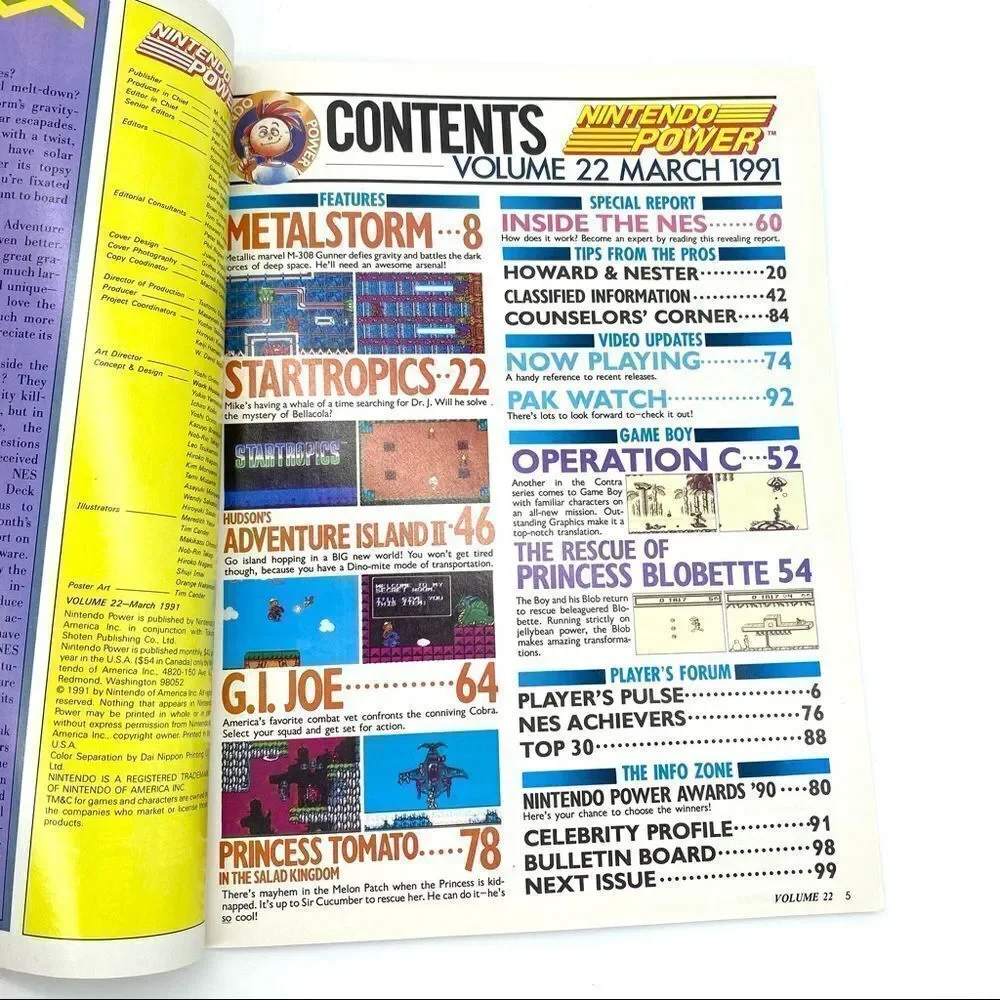 Nintendo Power Magazine #22 Metal Storm With Battletoads Poster March 1991